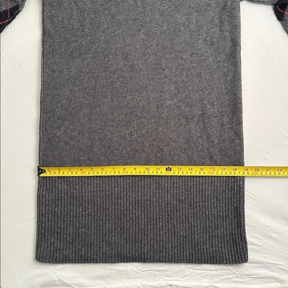 Juicy Couture gray with purple black red argyle sleeve detail sweater mini dress